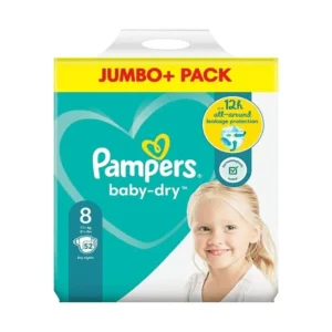 Pampers Baby-Dry Size 8 (17+ kg) – 52 pcs | Overnight Diapers