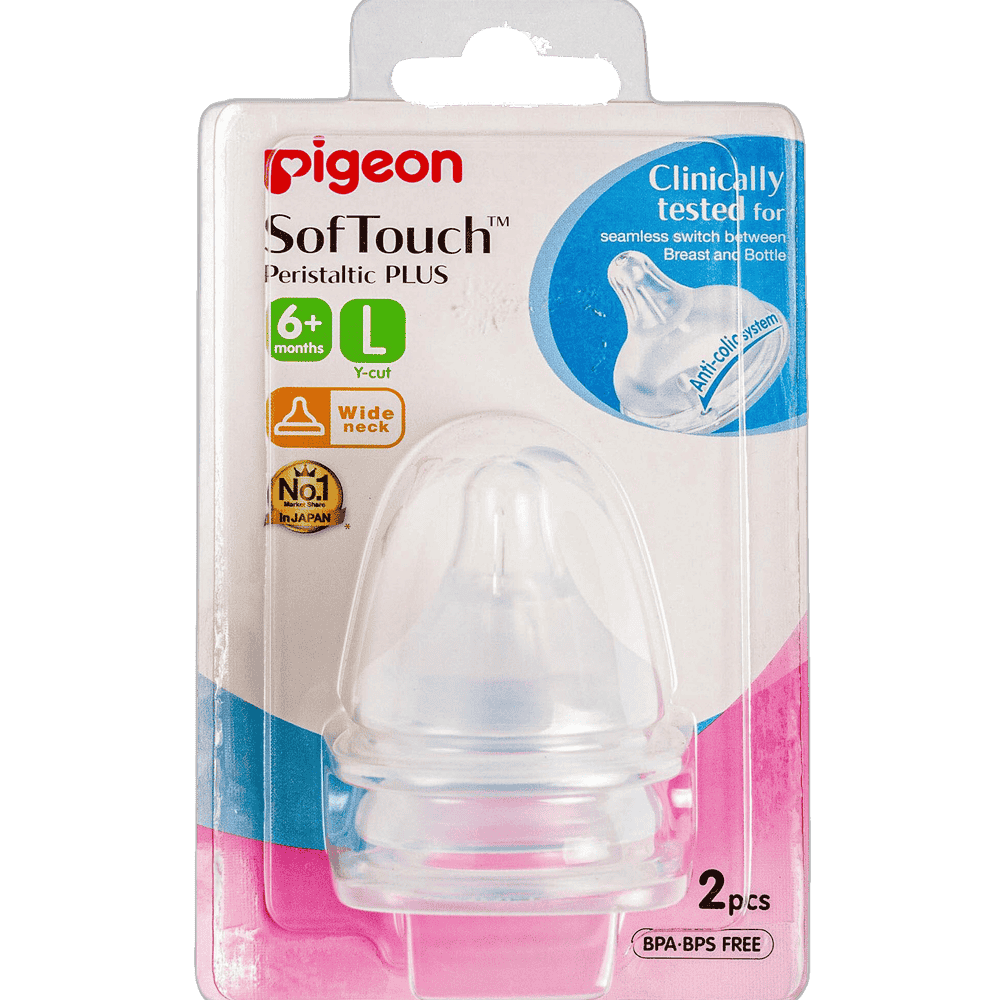 Pigeon Softouch Tm Pperistaltic Plus Nipple (L-Y Cut) Size -Blister 2pcs – 26656